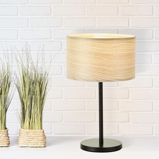 Lampa stołowa drewniana Brilliant Romm | Jasne drewno/Czarny