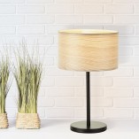 Lampa stołowa drewniana Brilliant Romm | Jasne drewno/Czarny