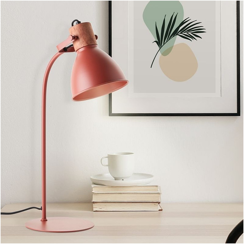 Lampa Stołowa Industrialna Erena Czerwona - Brilliant | Światło z Charakterem