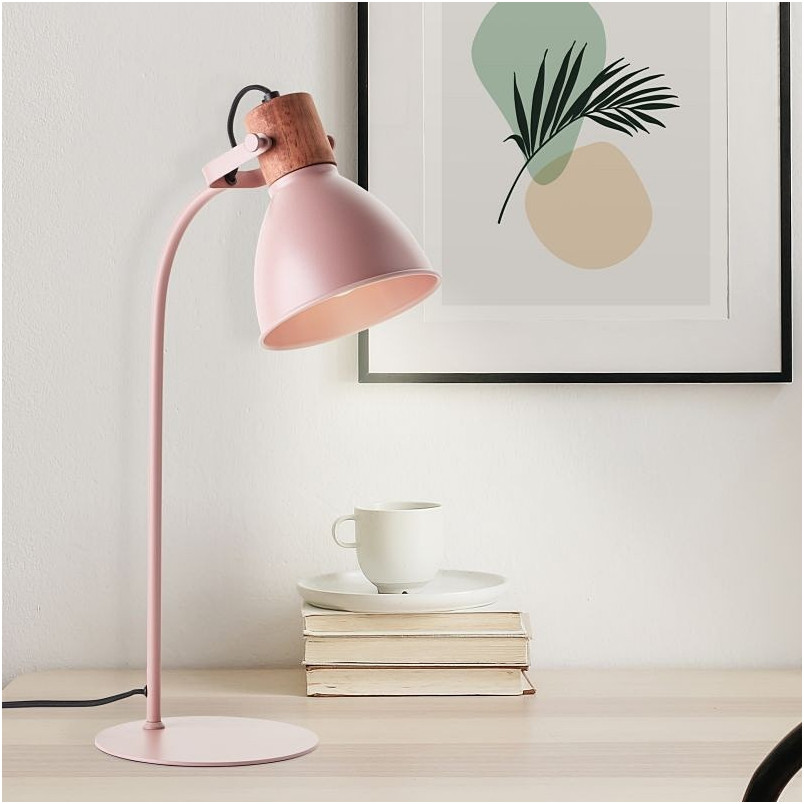 Lampa stołowa Erena różowa Brilliant | Industrialny design