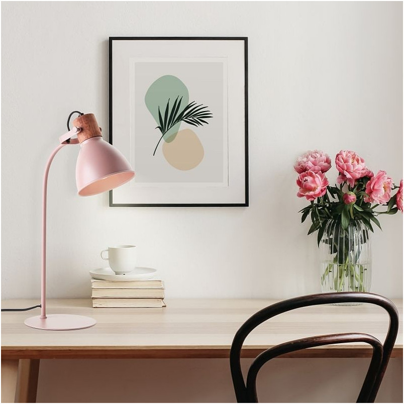 Lampa stołowa Erena różowa Brilliant | Industrialny design