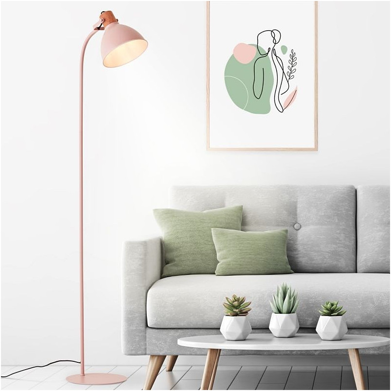 Lampa podłogowa industrialna Erena różowa - Brilliant