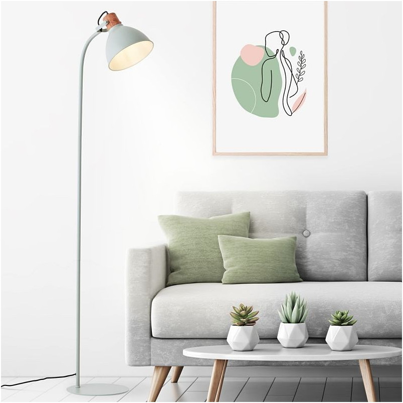 Lampa podłogowa industrialna Erena zielona - Brilliant | Kup teraz!