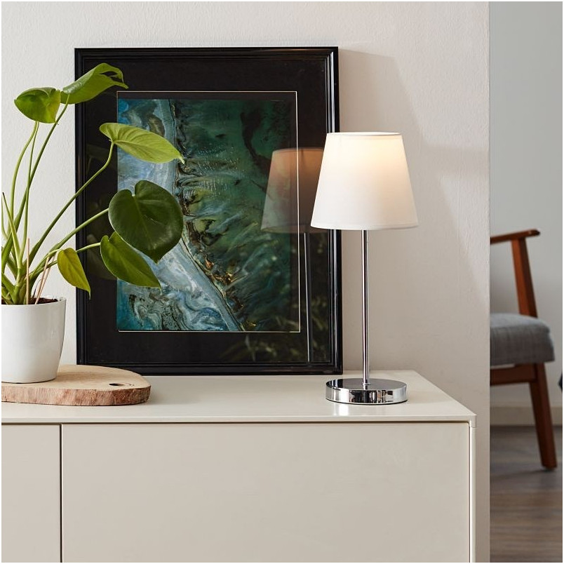 Lampa stołowa nocna Kasha - Brilliant - Biała, chrom