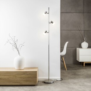 Lampa podłogowa szklana Lea Led Satynowy Chrom/Chrom marki Brilliant