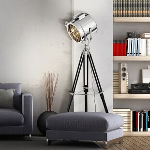 Lampa podłogowa industrialna "studyjna" Cine Czarna/Chrom marki Brilliant