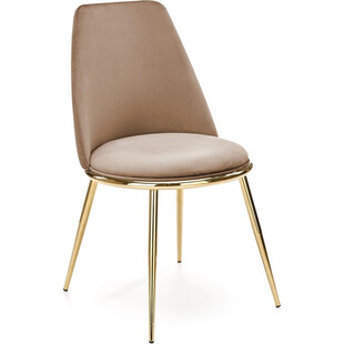 Krzesło welurowe ze złotymi nogami K460 beżowe Halmar