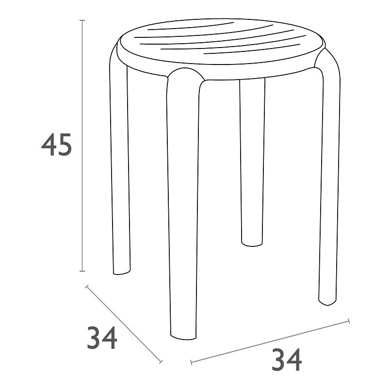Taboret z tworzywa Tom 45cm biały Siesta