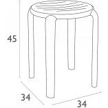 Taboret z tworzywa Tom 45cm biały Siesta