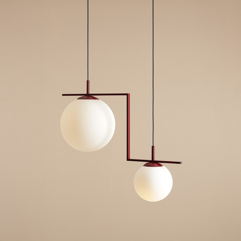 Lampa wisząca 2 kule biały/czerwony Aldex Zac - Elegancki design