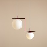 Lampa wisząca 2 kule biały/czerwony Aldex Zac - Elegancki design