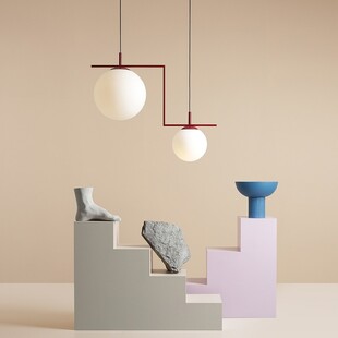 Lampa wisząca 2 kule biały/czerwony Aldex Zac - Elegancki design
