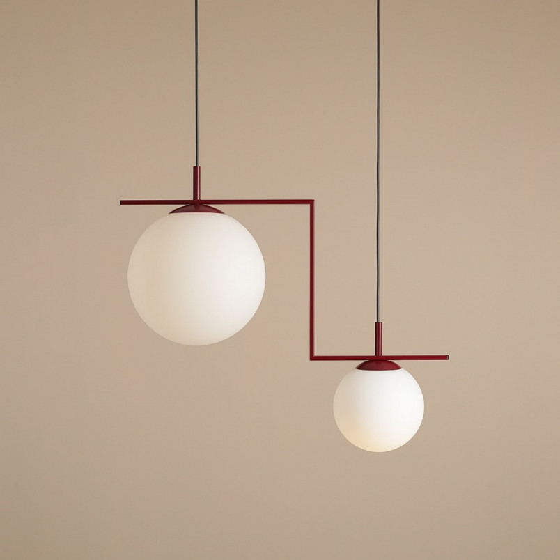Lampa wisząca 2 kule biały/czerwony Aldex Zac - Elegancki design