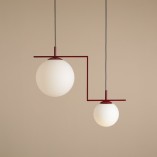 Lampa wisząca 2 kule biały/czerwony Aldex Zac - Elegancki design