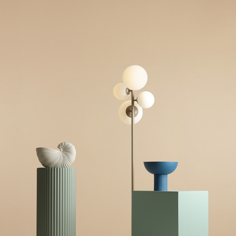 Lampa podłogowa szklane kule Bloom biało-beżowa Aldex