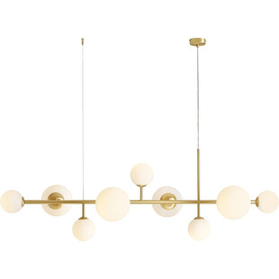 Lampa wisząca szklane kule Dione IX 168cm biało-mosiężna Aldex