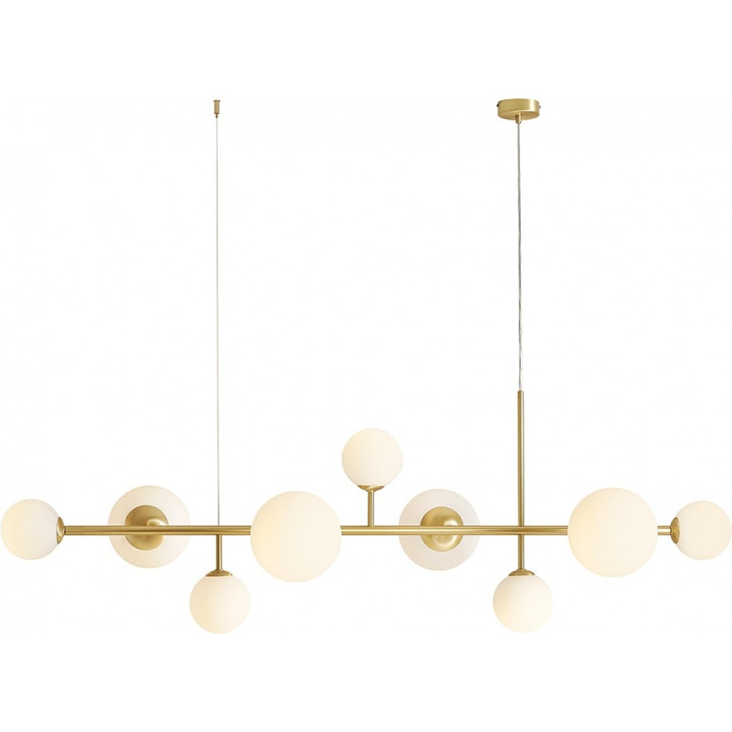 Lampa wisząca Dione IX - szklane kule, biało-mosiężna | Aldex