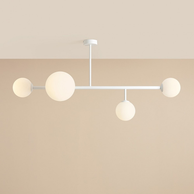 Lampa Sufitowa Dione IV - Szklane Kule, Biały | Aldex