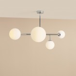 Lampa sufitowa szklane kule Dione IV 117cm biało-chromowana Aldex