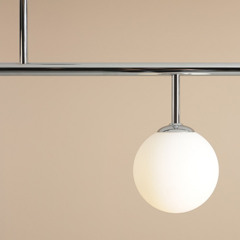 Lampa sufitowa szklane kule Dione IV 117cm biało-chromowana Aldex