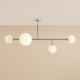 Lampa sufitowa szklane kule Dione IV 117cm biało-chromowana Aldex