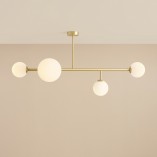 Lampa sufitowa szklane kule Dione IV 117cm biało-mosiężna Aldex