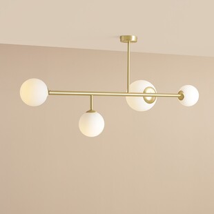 Lampa sufitowa szklane kule Dione IV 117cm biało-mosiężna Aldex