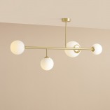Lampa sufitowa szklane kule Dione IV 117cm biało-mosiężna Aldex