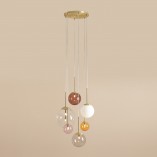 Lampa wisząca szklane kule Bosso Ring 57cm multikolor Aldex