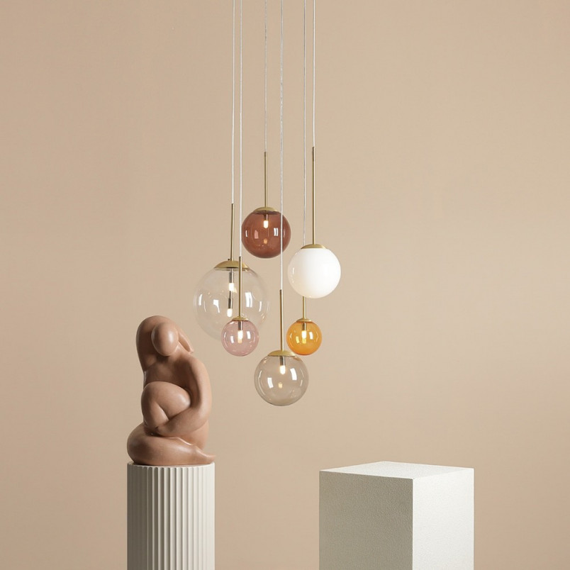 Lampa wisząca szklane kule Bosso Ring 57cm multikolor Aldex
