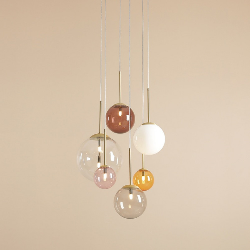 Lampa wisząca szklane kule Bosso Ring 57cm multikolor Aldex