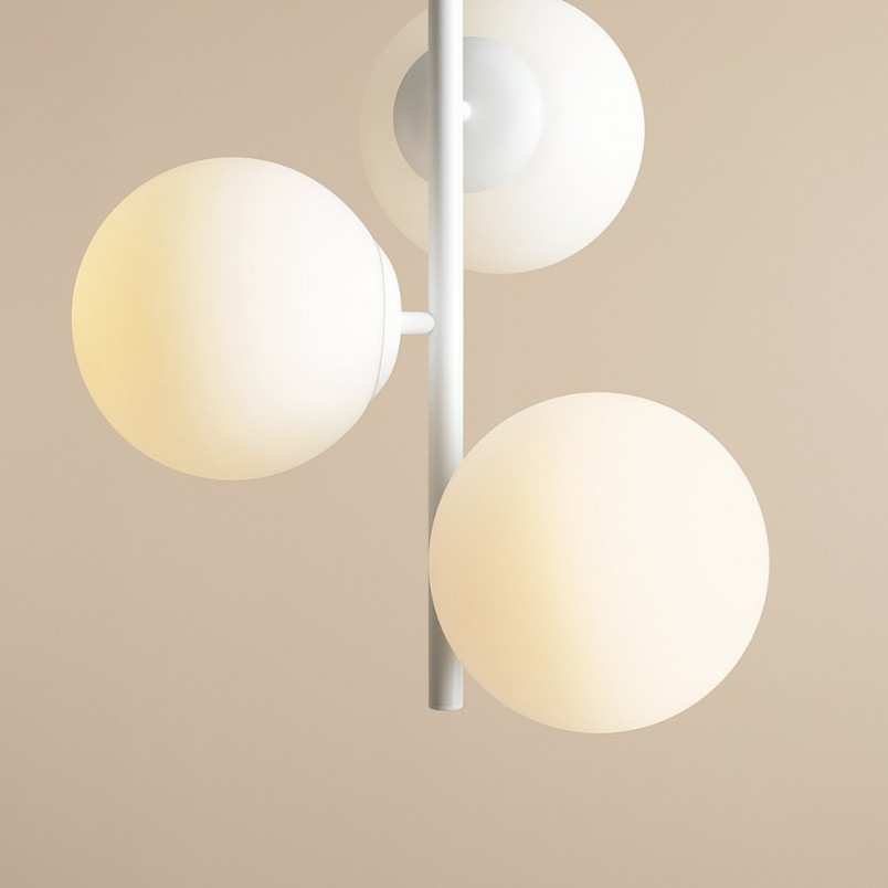 Lampa wisząca Aldex Fin - 3 kule szklane, biała | Kup online