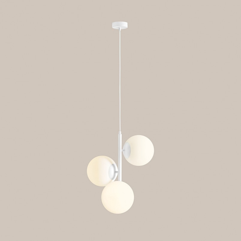 Lampa wisząca Aldex Fin - 3 kule szklane, biała | Kup online