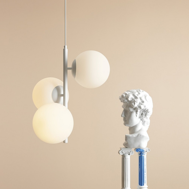Lampa wisząca Aldex Fin - 3 kule szklane, biała | Kup online