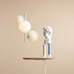 Lampa wisząca Aldex Fin - 3 kule szklane, biała | Kup online