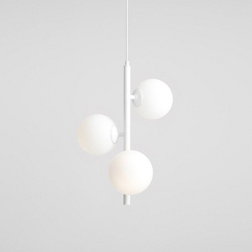 Lampa wisząca Fin - 3 szklane kule białe | Aldex
