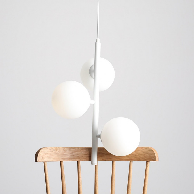 Lampa wisząca Fin - 3 szklane kule białe | Aldex