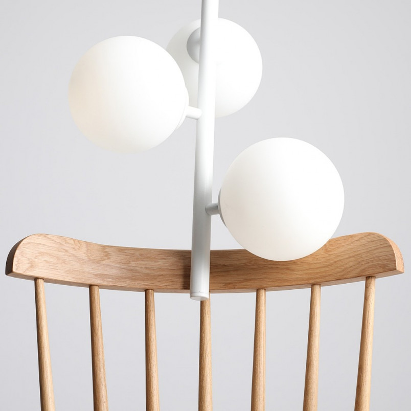 Lampa wisząca Fin - 3 szklane kule białe | Aldex