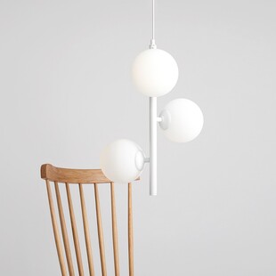 Lampa wisząca Fin - 3 szklane kule białe | Aldex