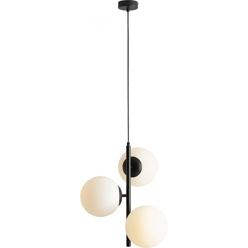Lampa wisząca 3 szklane kule Fin 46cm biały / czarny Aldex