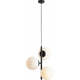 Lampa wisząca 3 szklane kule Fin 46cm biały / czarny Aldex