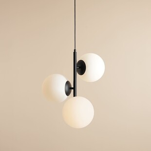 Lampa wisząca 3 szklane kule Fin 46cm biały / czarny Aldex