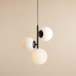 Lampa wisząca 3 szklane kule Fin 46cm biały / czarny Aldex
