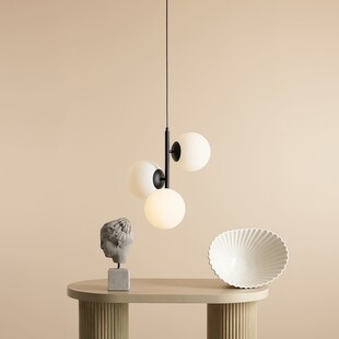Lampa wisząca 3 szklane kule Fin 46cm biały / czarny Aldex