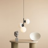 Lampa wisząca 3 szklane kule Fin 46cm biały / czarny Aldex