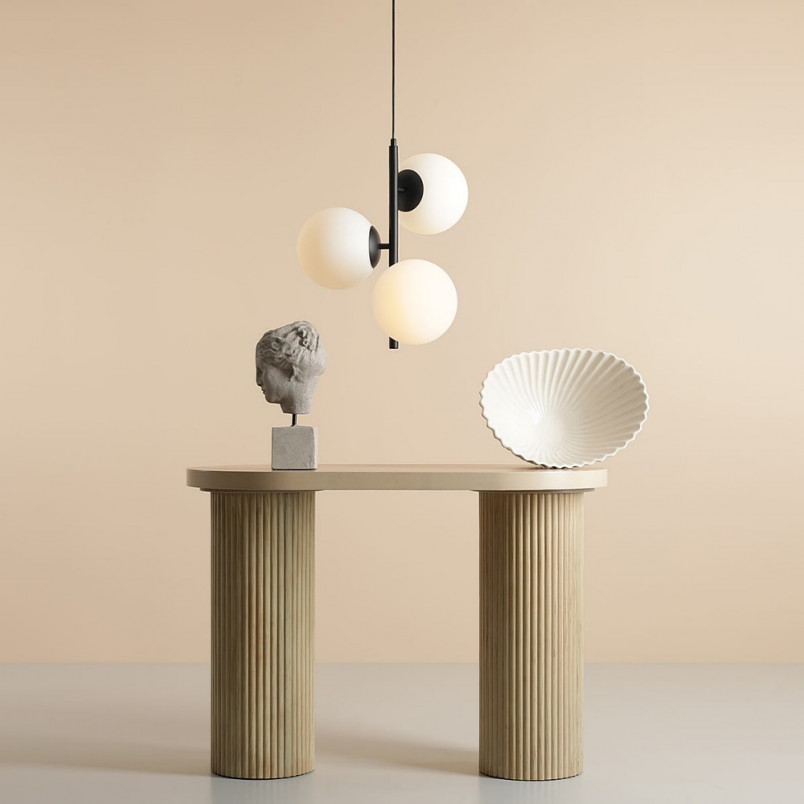 Lampa wisząca 3 szklane kule Fin 46cm biały / czarny Aldex