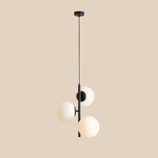 Lampa wisząca 3 szklane kule Fin 46cm biały / czarny Aldex