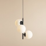 Lampa wisząca 3 szklane kule Fin 46cm biały / czarny Aldex