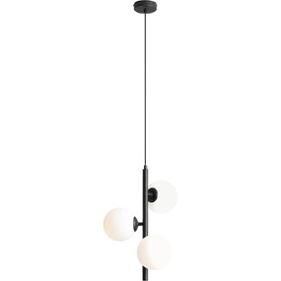 Lampa wisząca 3 szklane kule Fin 34cm biały / czarny Aldex