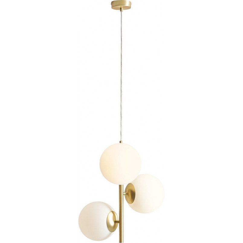 Lampa Wisząca 3 Kule Białe i Mosiądz Aldex | Elegancki Design